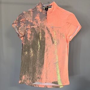 Jamie Sadock Vibrant Orange and Gray Zip-Up Top